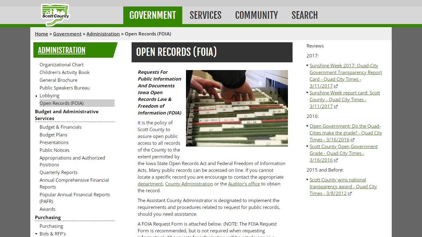 Open Records (FOIA) | Scott County, Iowa