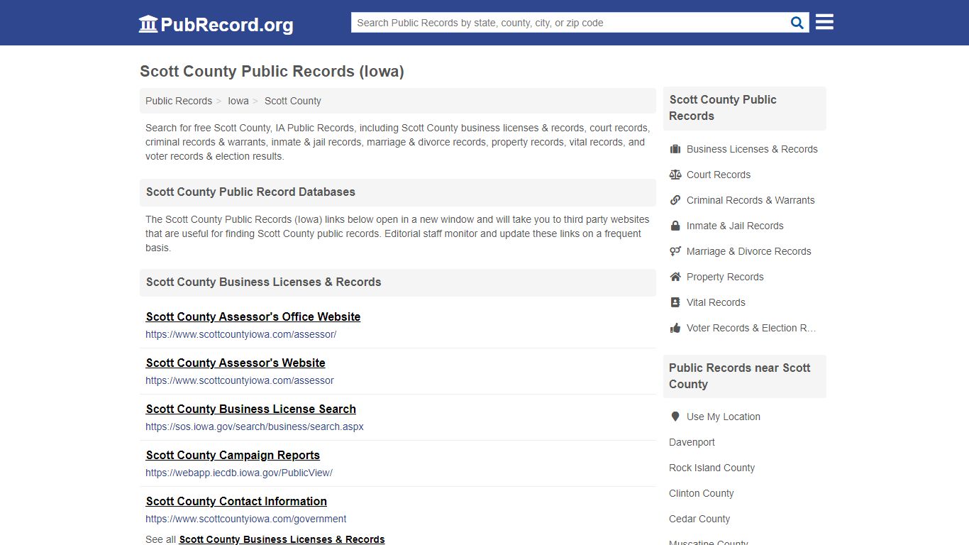 Free Scott County Public Records (Iowa Public Records)